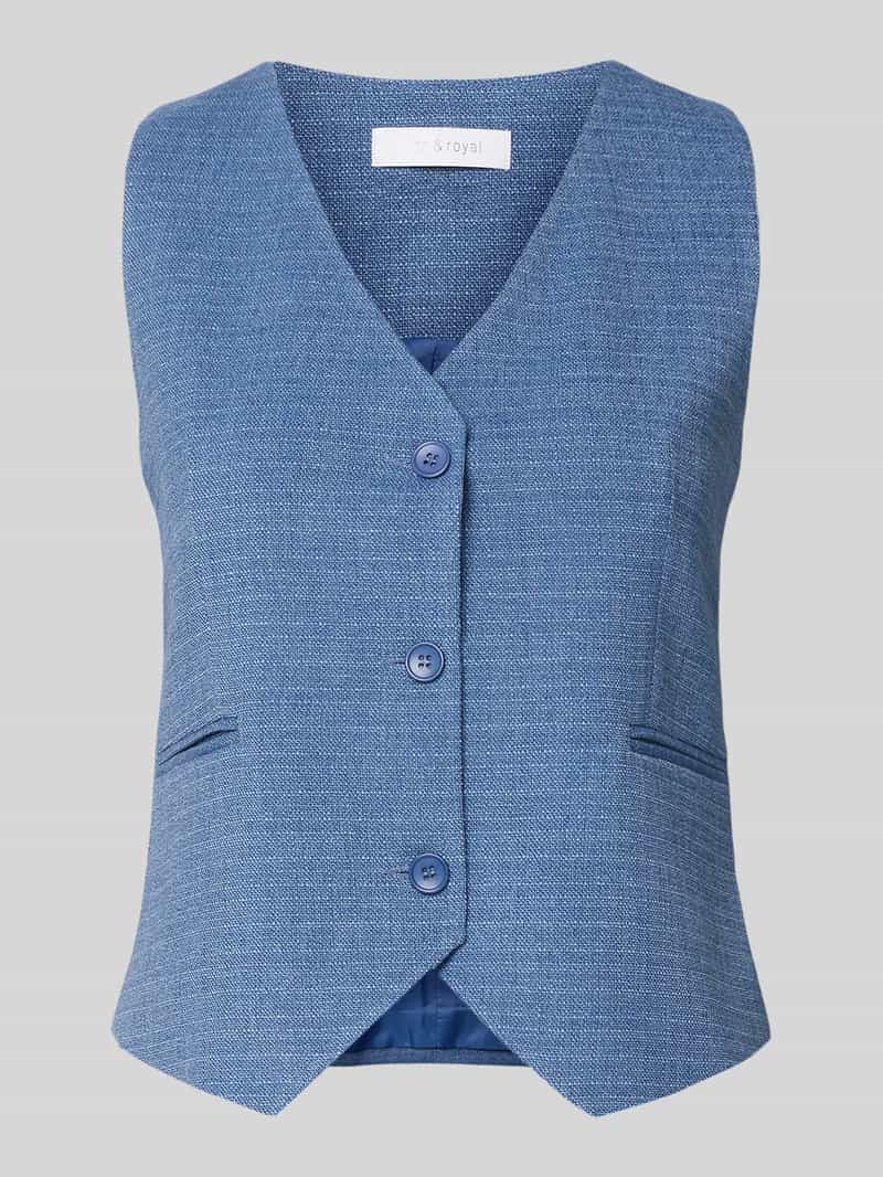 Rich & Royal Gilet met V-hals en paspelzakken