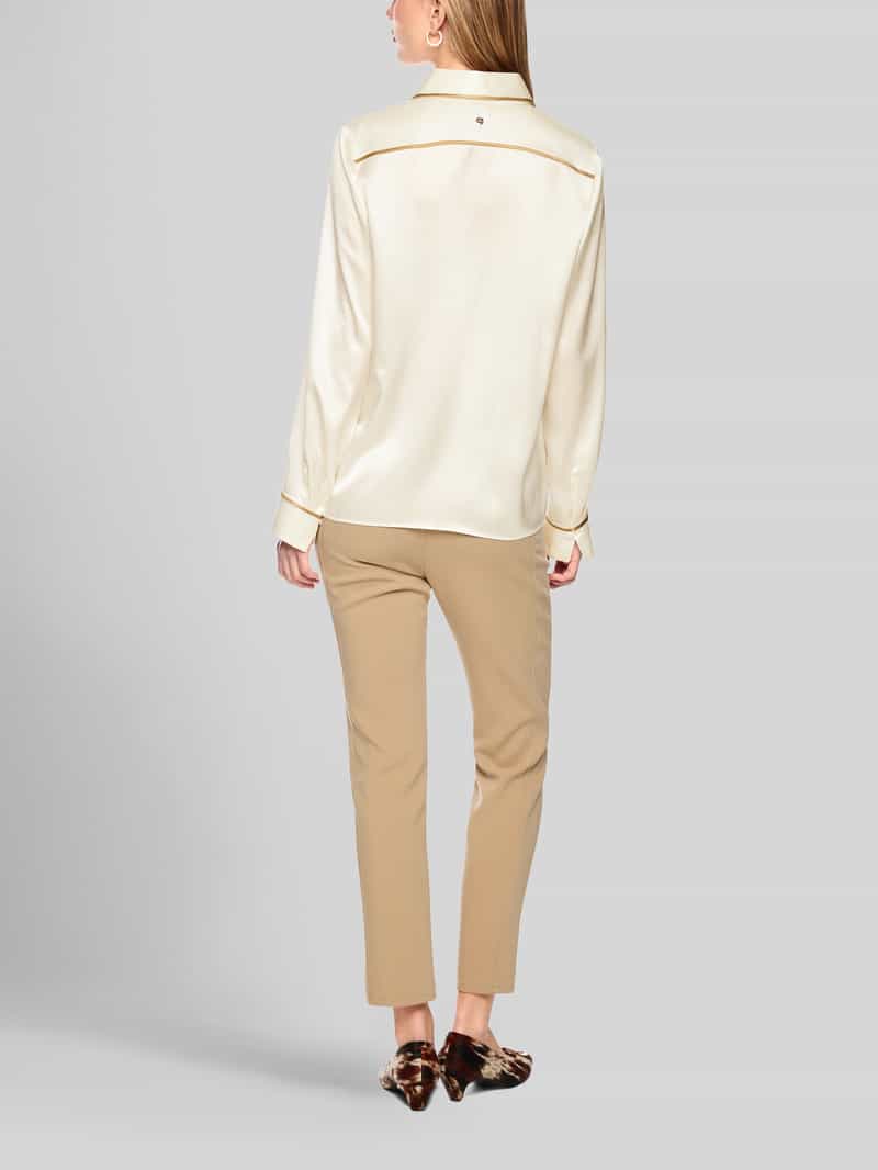 Marc Cain Regular fit zijden blouse met contrasterende strepen