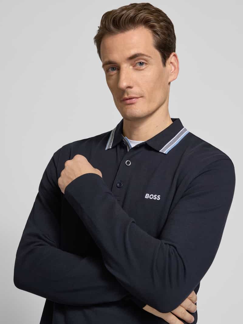 BOSS Green Regular fit poloshirt met labelstitching model 'Plisy'