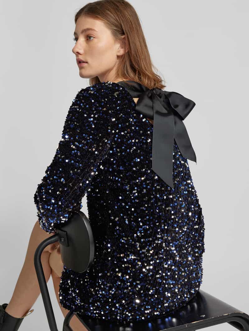 Pieces Regular fit jurk met pailletten en strik model 'KAM'