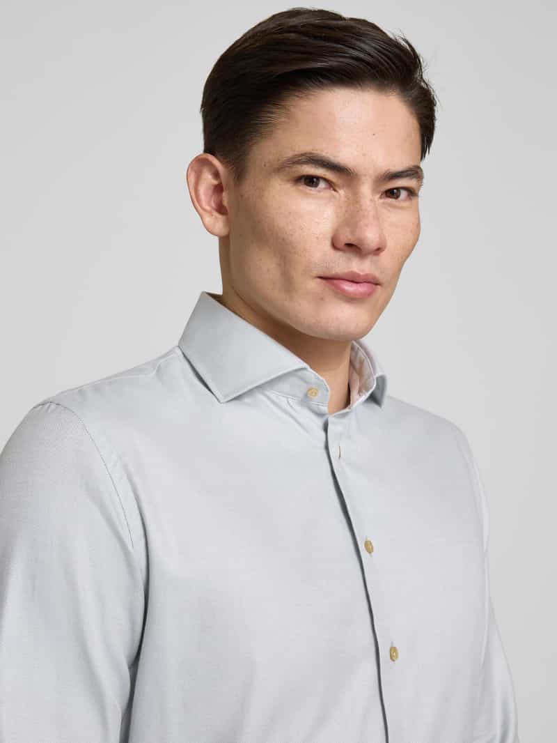 Profuomo Slim fit zakelijk overhemd met kentkraag model 'Cutaway'