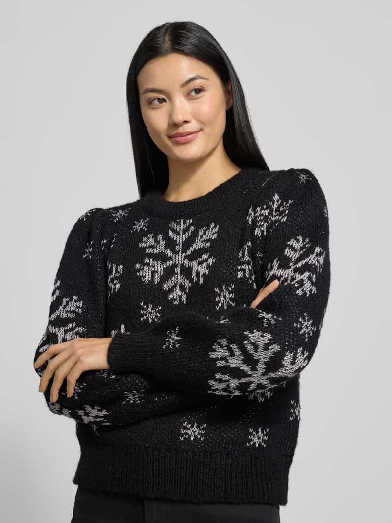 Vero Moda Regular fit kersttrui met all-over motief model 'NEWSNOWFROST'