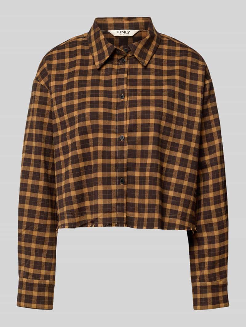 Only Korte overhemdblouse met ruitmotief model 'CAT LIFE'