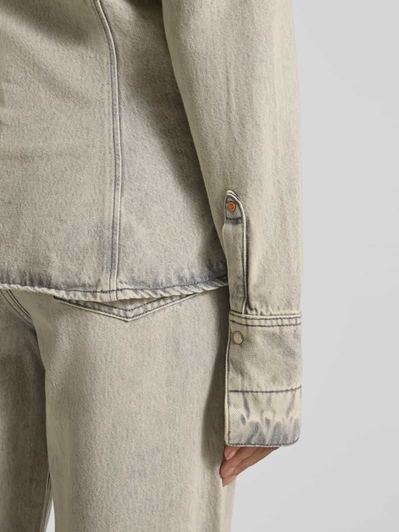 Boss Orange Slim fit jeansoverhemd van een mix van katoen en lyocell