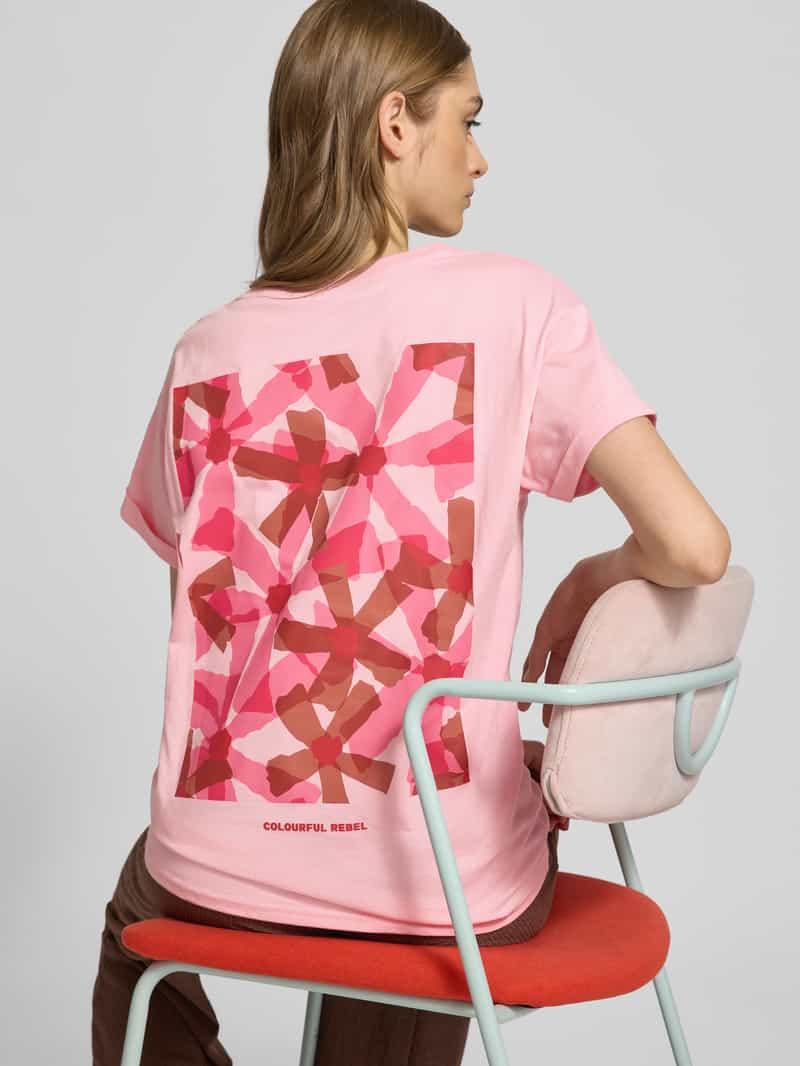 Colourful Rebel T-shirt met motiefprint aan de achterkant model 'Flower Square'