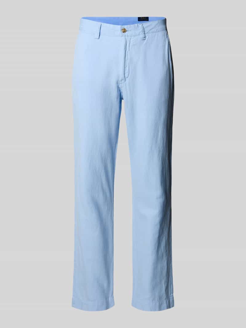 Polo Ralph Lauren Regular fit linnen broek met knoop- en ritssluiting