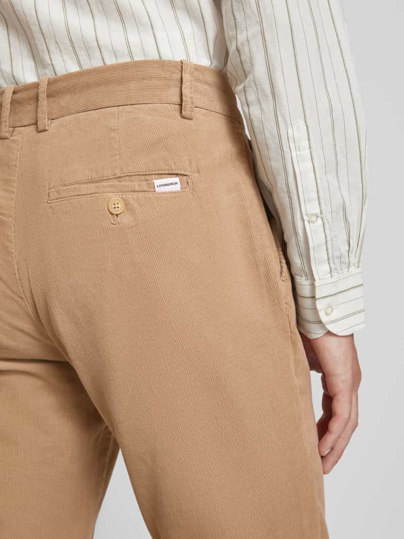 lindbergh Regular fit corduroy broek met riemlussen