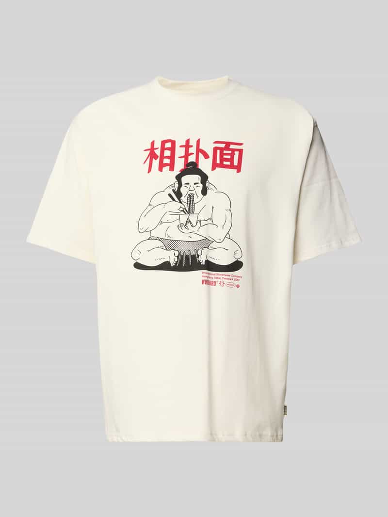 WOODBIRD T-shirt met motiefprint model 'Baine'