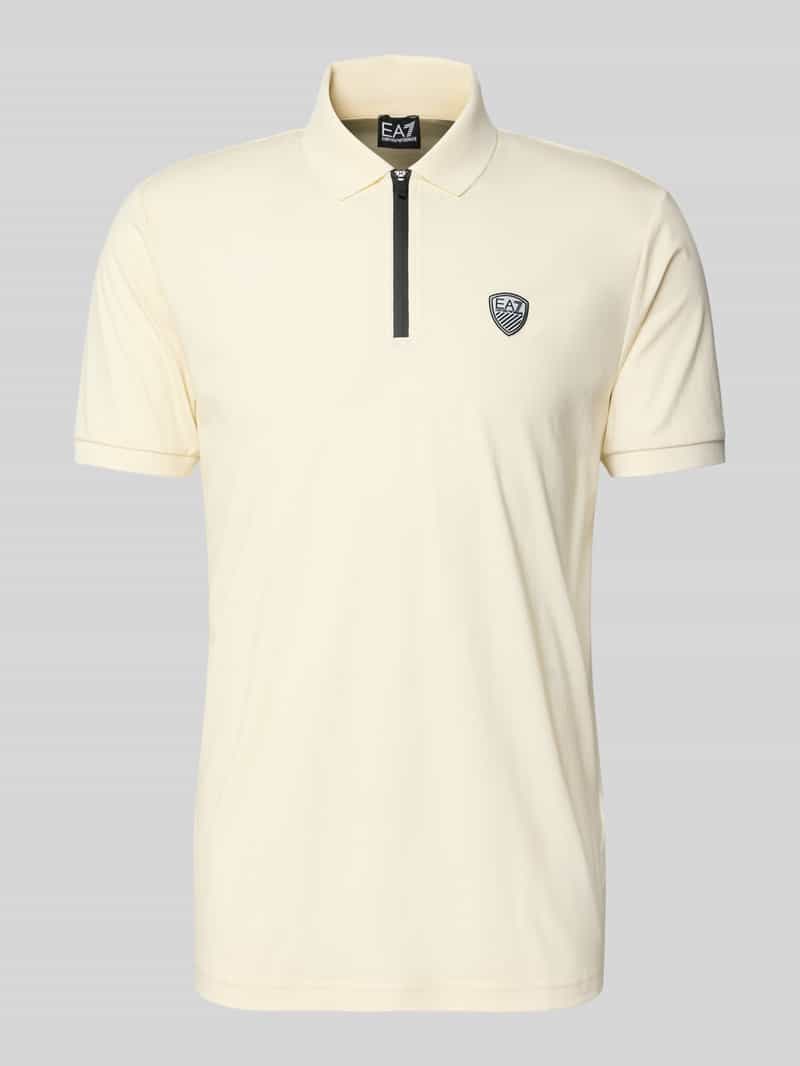 EA7 Emporio Armani Regular fit poloshirt met ritssluiting en labelpatch