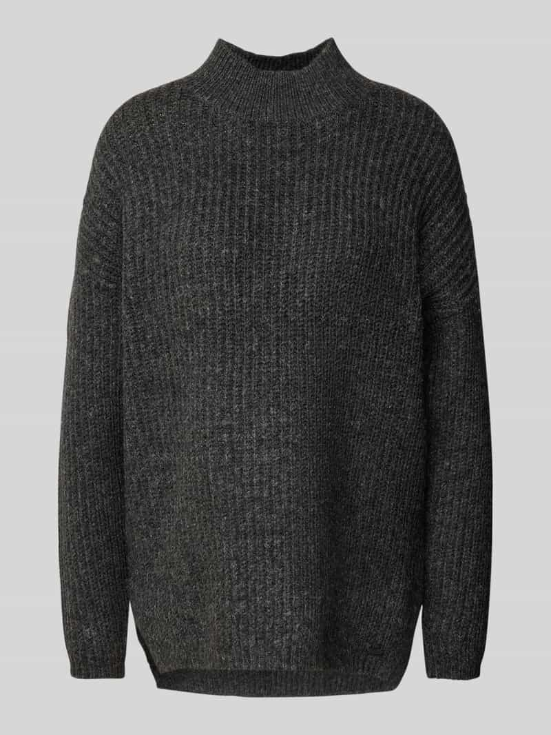 QS Gebreide pullover met opstaande kraag en wol