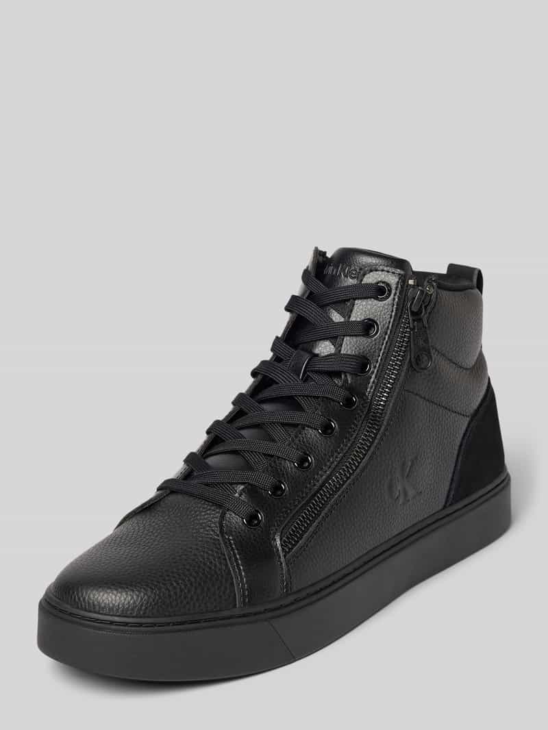 High-top sneaker van leer met ritssluiting