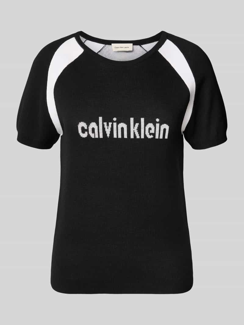 Calvin Klein Jeans Gebreid shirt met label en ronde hals