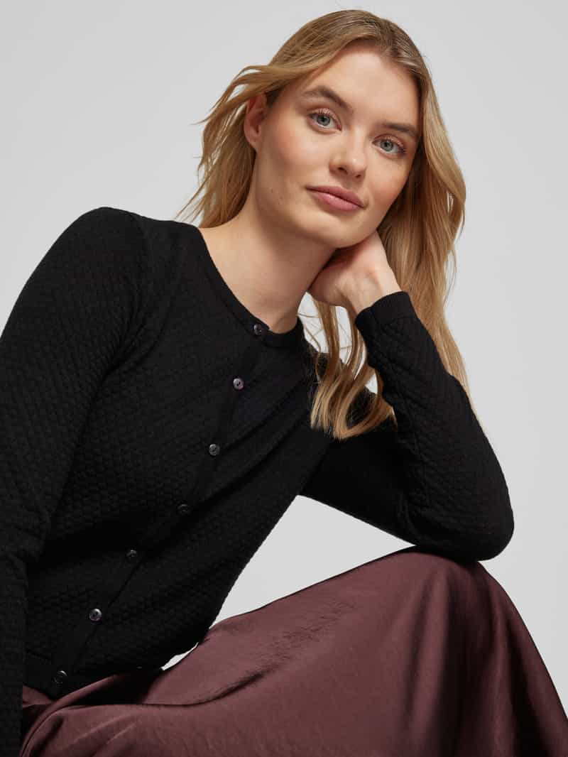 Vero Moda Gebreid jack met geribde zomen van zuiver katoen model 'CARE'