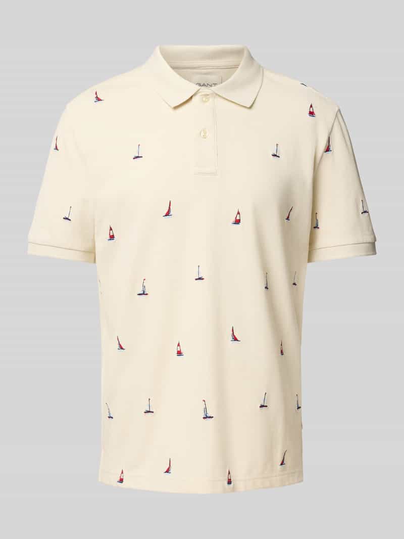 Gant Regular fit poloshirt met motiefstitching