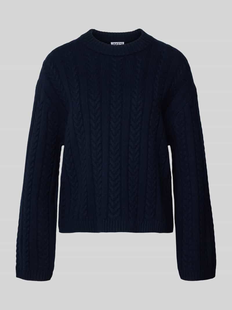 Jake*s Casual Gebreide pullover van wol met kabelpatroon