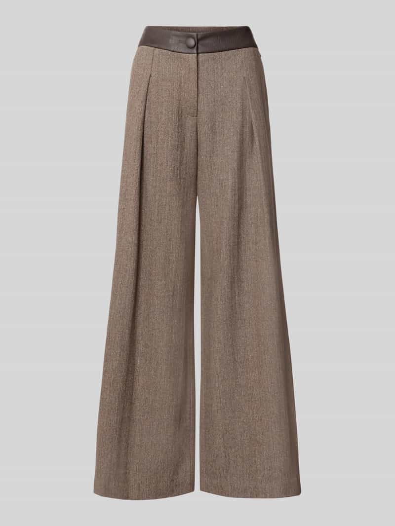 wide leg broek van scheerwolmix met steekzakken