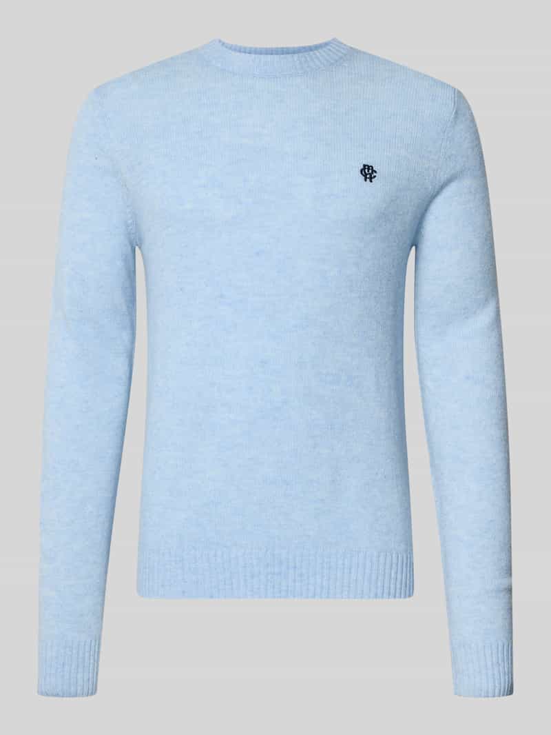 MCNEAL Slim fit gebreide pullover van pure wol met labelstitching