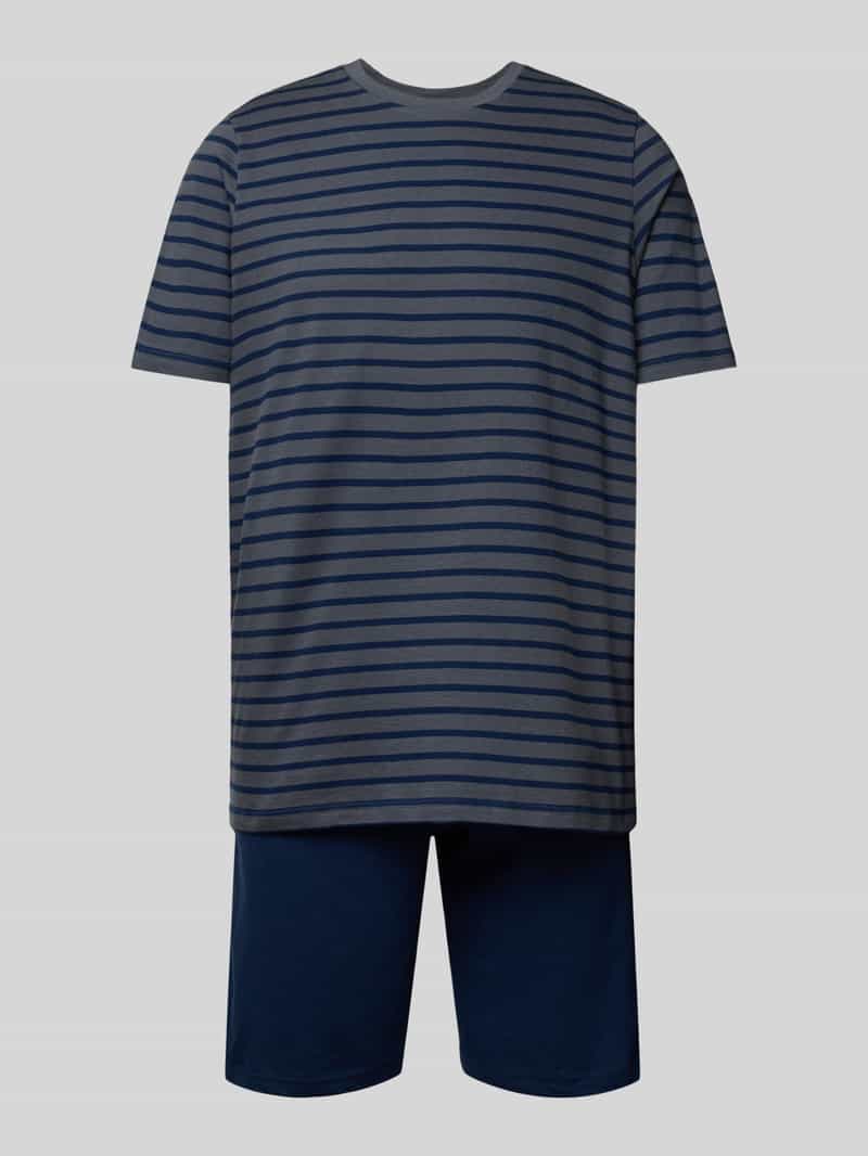 Schiesser Pyjama met geribde ronde hals
