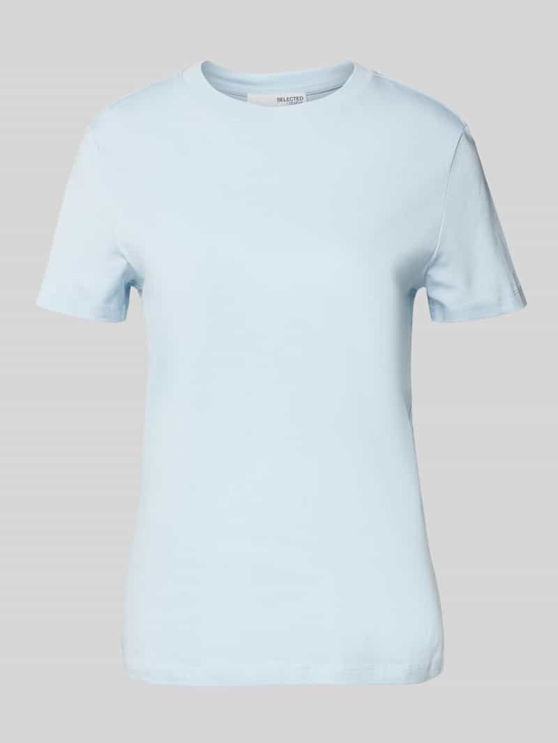 Selected Femme T-shirt met geribde ronde hals