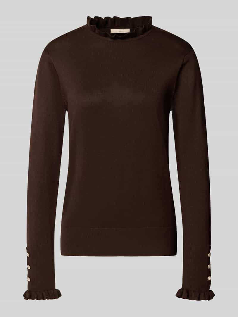 FREE QUENT Gebreide pullover met opstaande kraag en ruches model 'Katie'