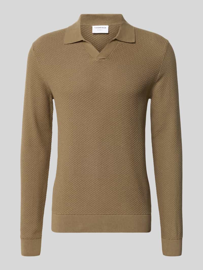 lindbergh Gebreide pullover met structuurmotief en platte kraag