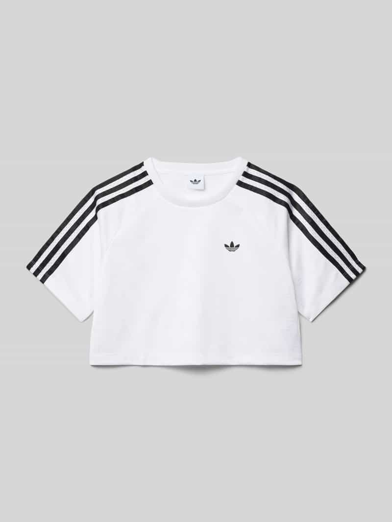 adidas Originals Boxy Fit T-Shirt mit Kontrststreifen in Weiss, Größe 152 1982687152