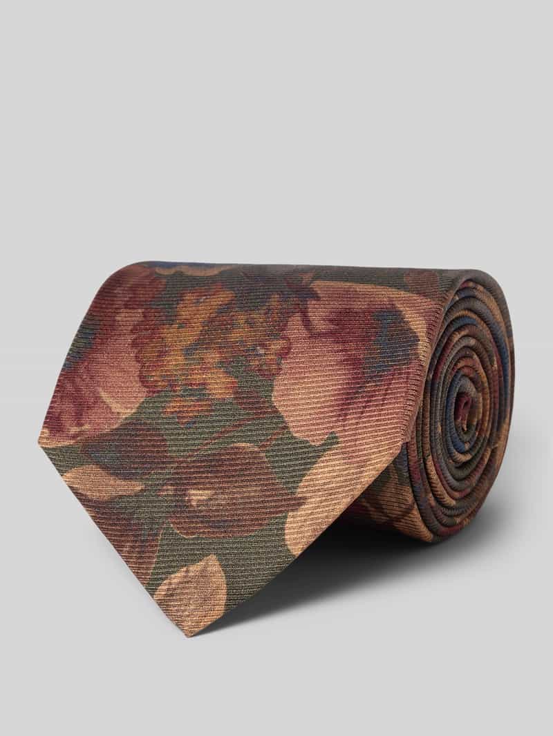 J.Ploenes Zijden stropdas met all-over bloemenprint (8 5 cm)