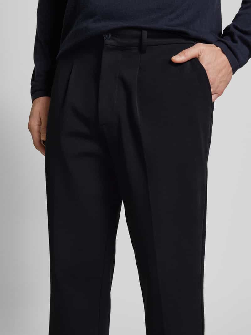 casual friday Regular fit bandplooibroek met elastische band model 'PIERCE'