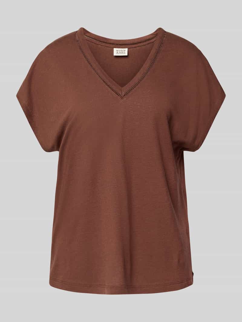 Scotch & Soda Linnen T-shirt met V-hals