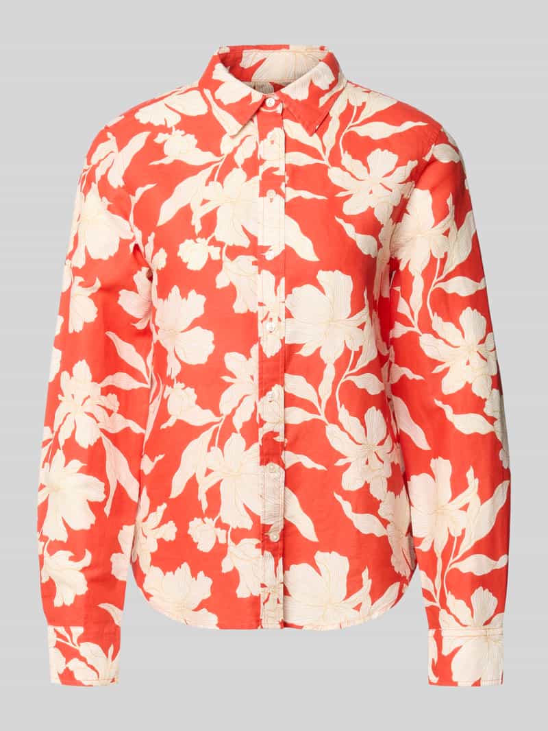 regular fit blouse van mix van katoen en linnen