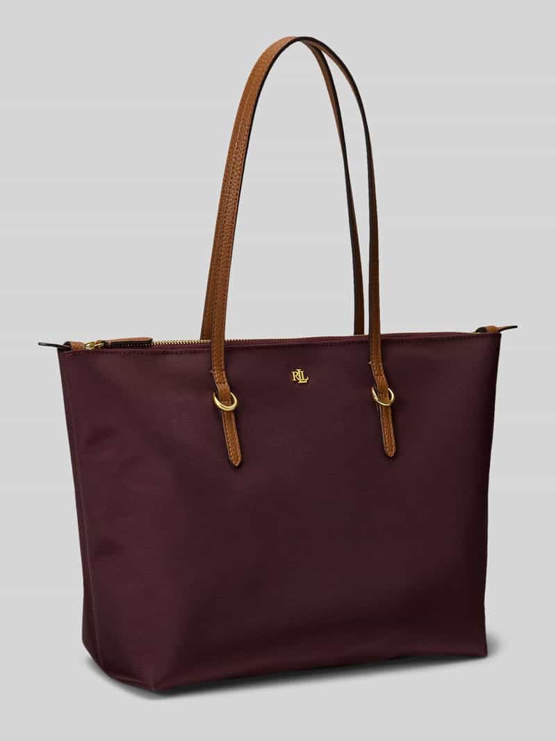 Lauren Ralph Lauren Handtas in de hand met logodetail model 'KEATON' bordeau, foto 4