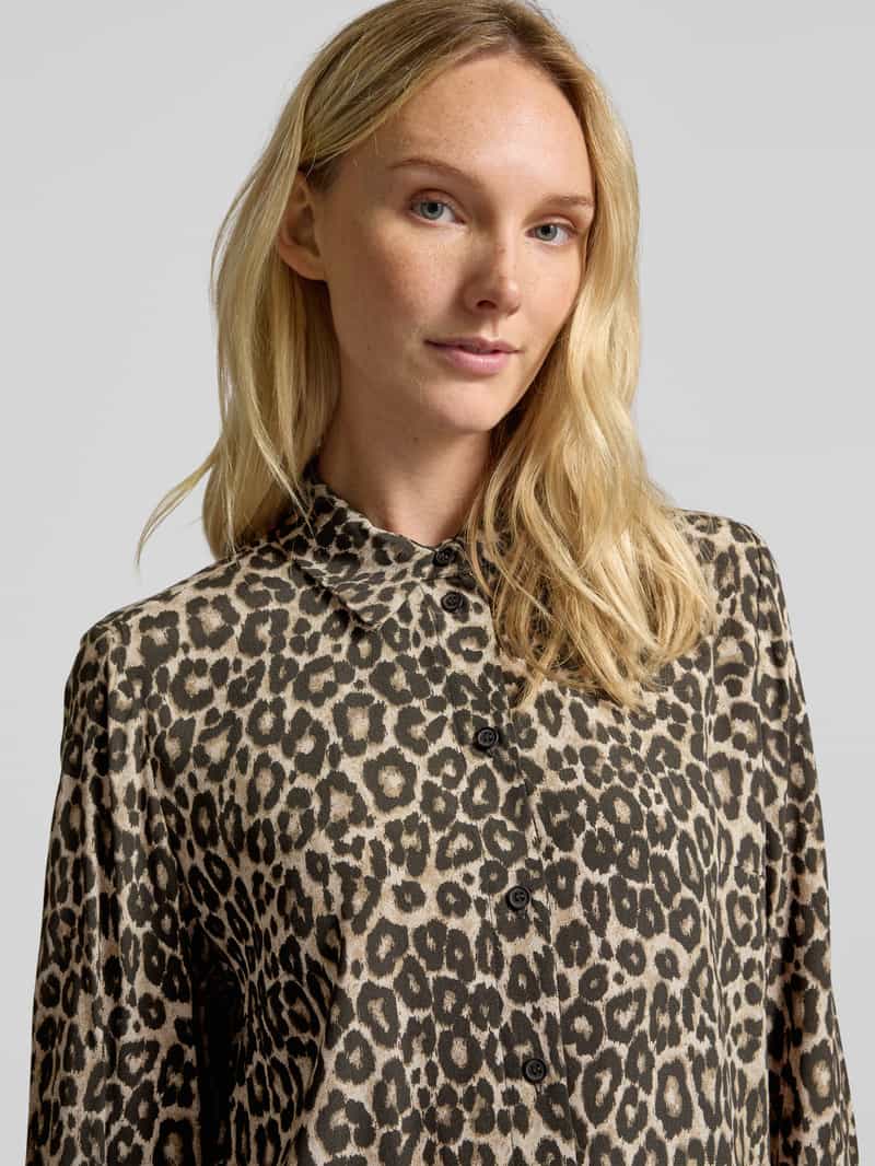 Jake*s Casual Regular fit overhemdblouse van viscose met motiefprint