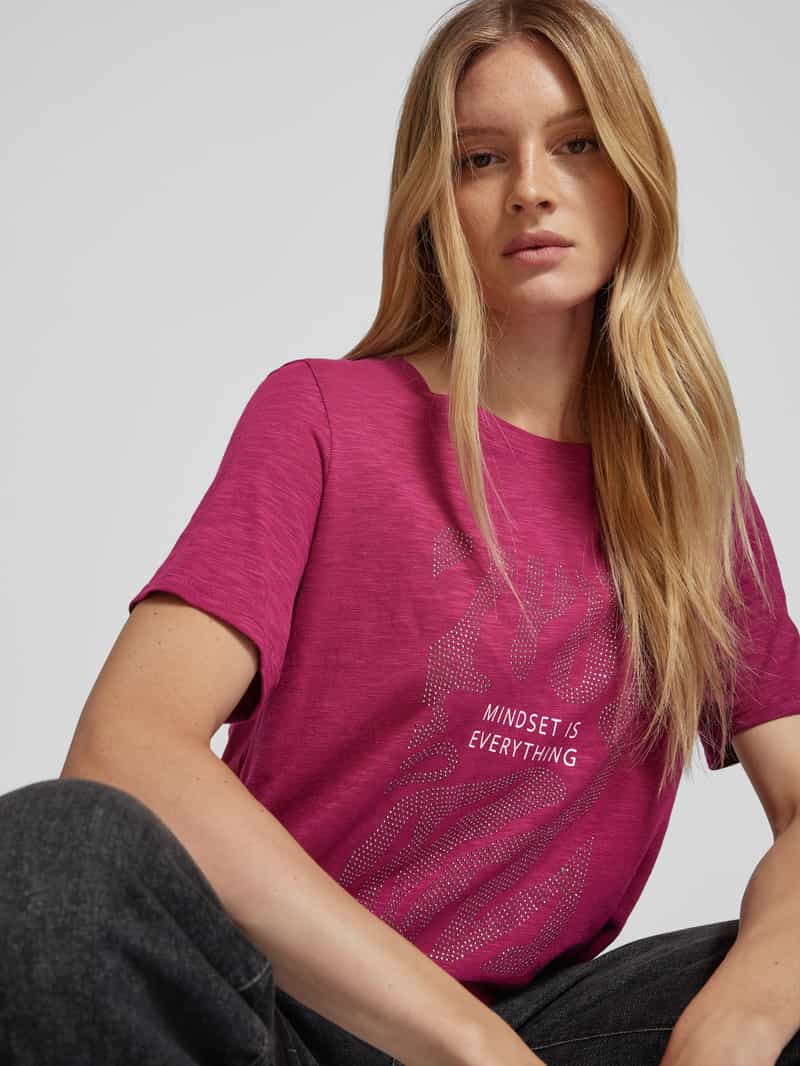 s.Oliver RED LABEL T-shirt met geribde ronde hals