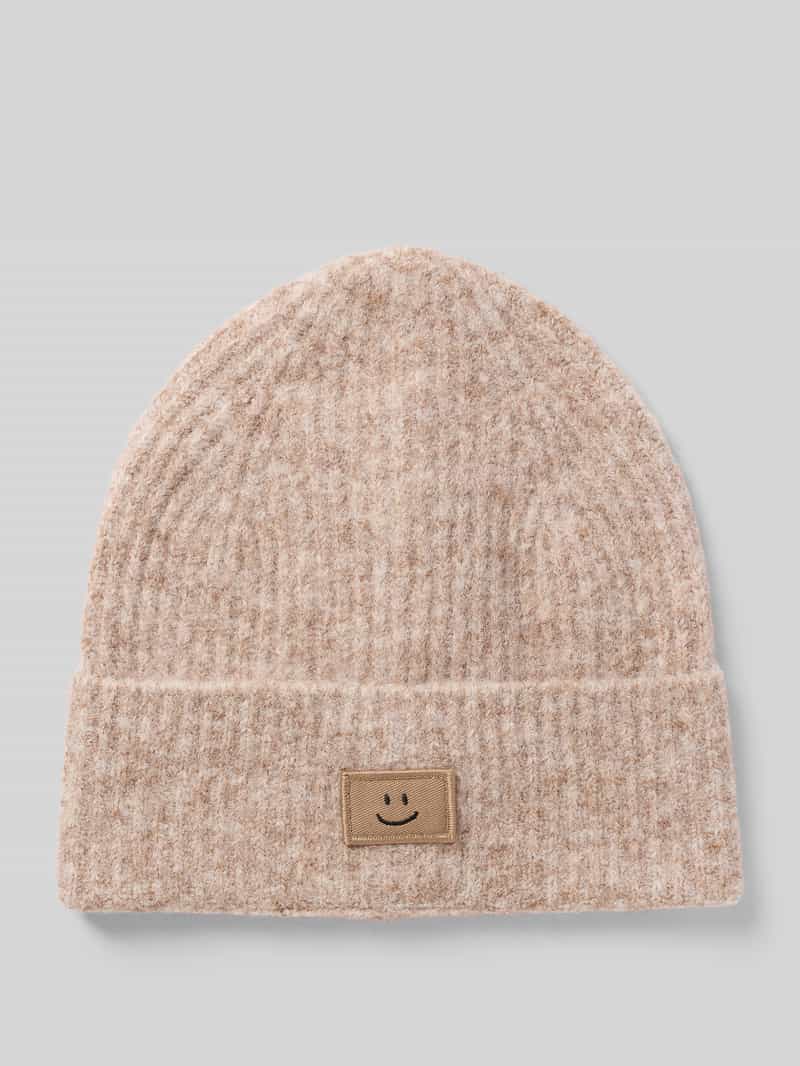 Jake*s Casual Beanie met brede omslag en motiefstitching