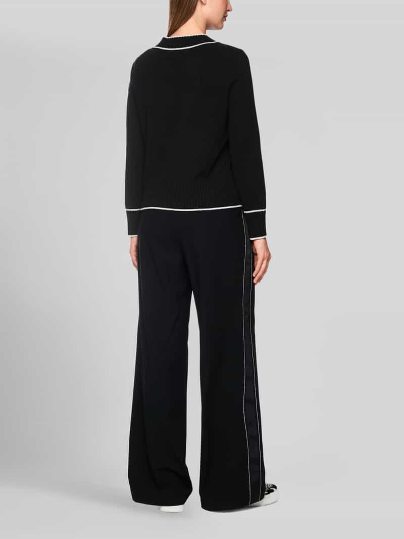 Marc Cain Regular fit pullover van wol alpaca met contrasterende strepen