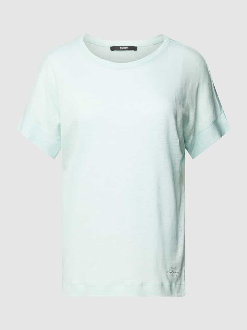 esprit collection T-shirt van puur linnen met labeldetail