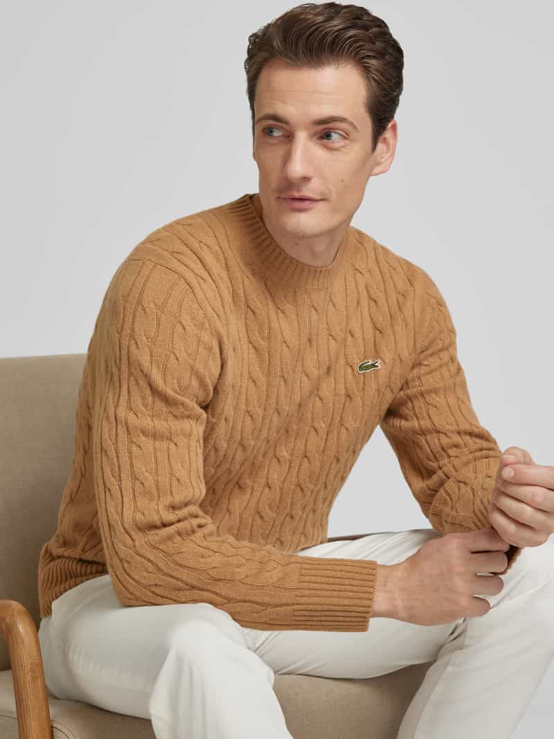 Lacoste Gebreide pullover met logopatch