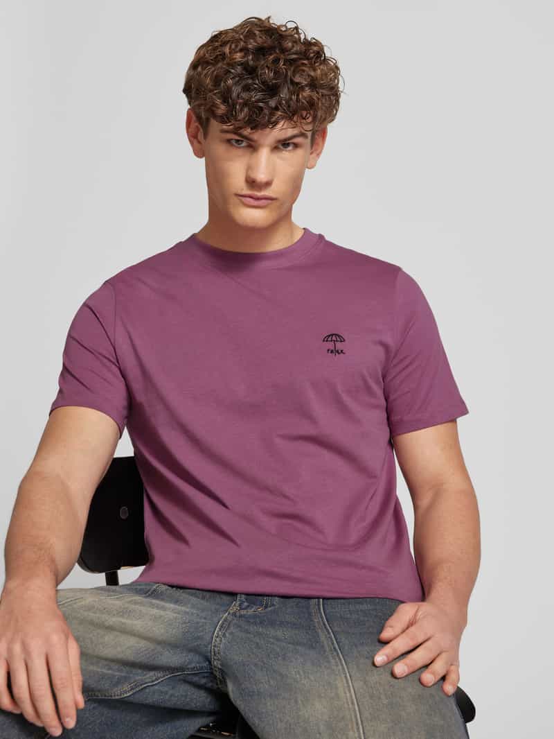 Blend T-shirt met geribde ronde hals model 'JENS'