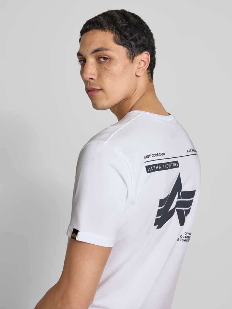 alpha industries T-shirt met labeldetails en ronde hals