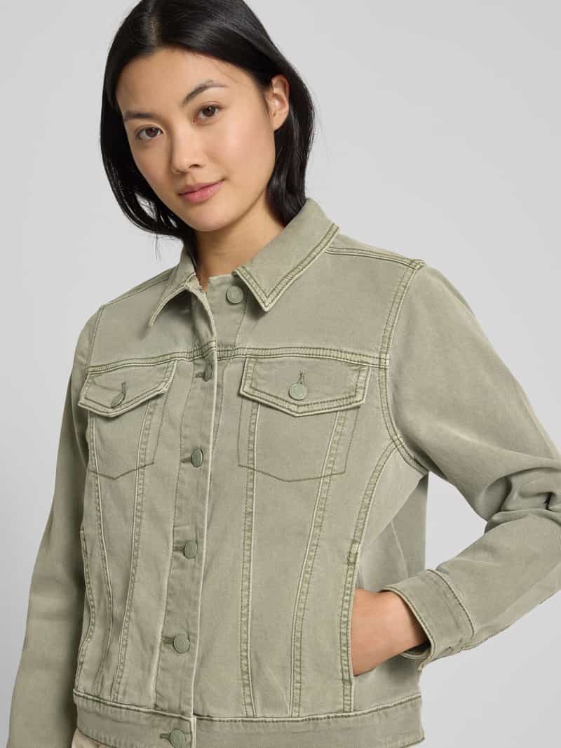 s.Oliver RED LABEL Boxy fit jeansjack van katoenmix met paspelzakken op de borst