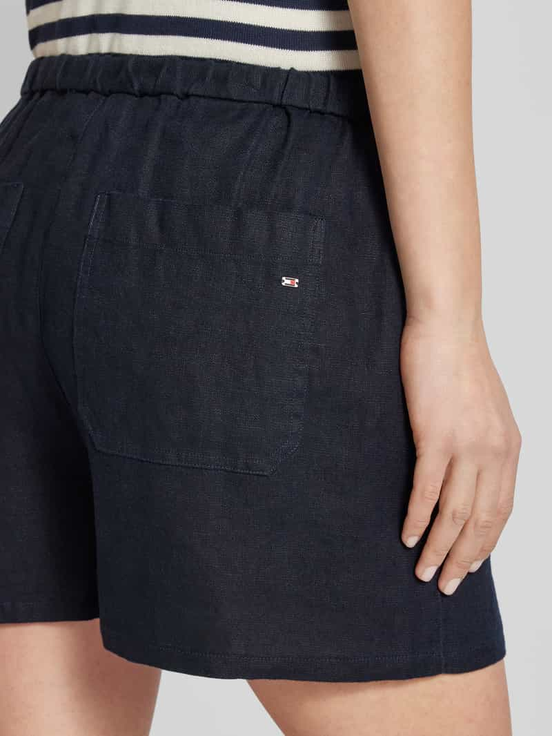 Tommy Hilfiger Flared linnen korte linnen broek met elastische band model 'PULL ON'