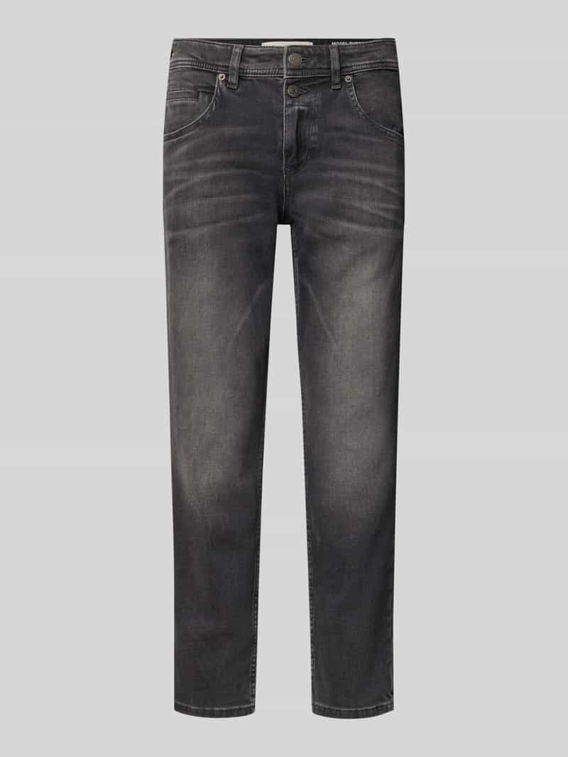 Marc O'Polo Mid waist straight fit jeans met knoopsluiting