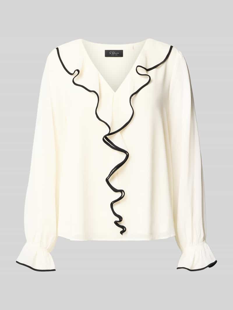 s.Oliver BLACK LABEL Regular fit blouse met lange mouwen met volants