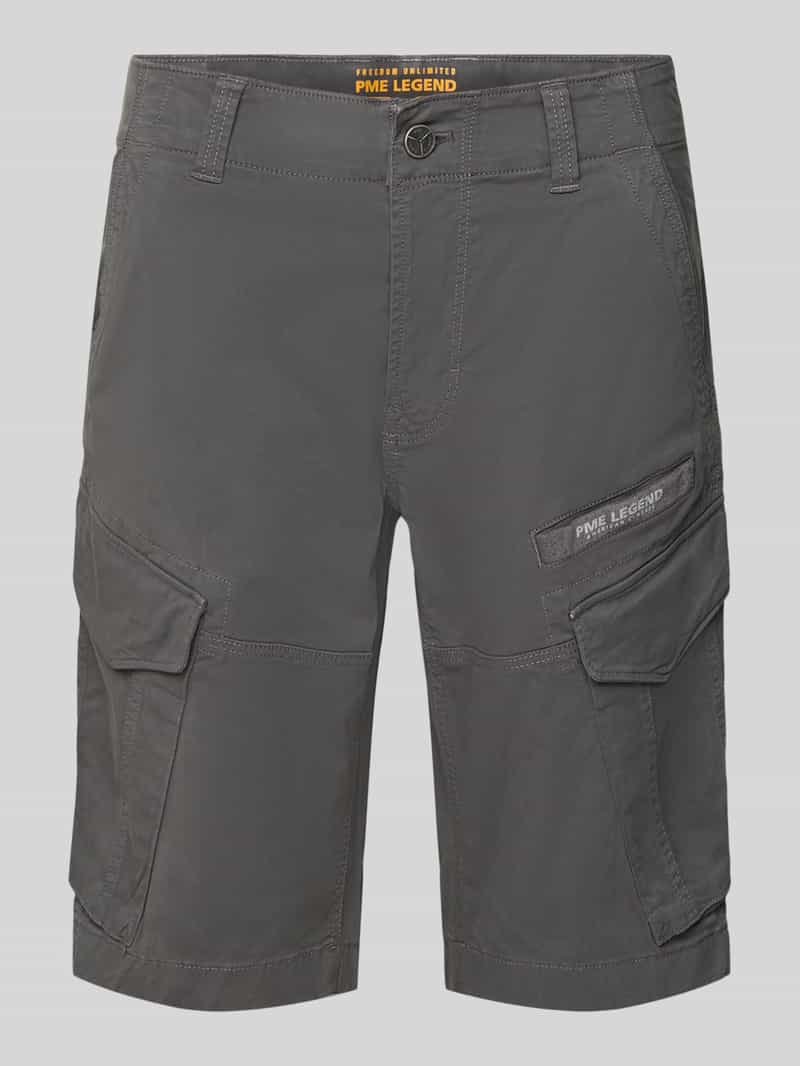 PME Legend Slim fit korte cargobroek met labelprint model 'NORDROP'
