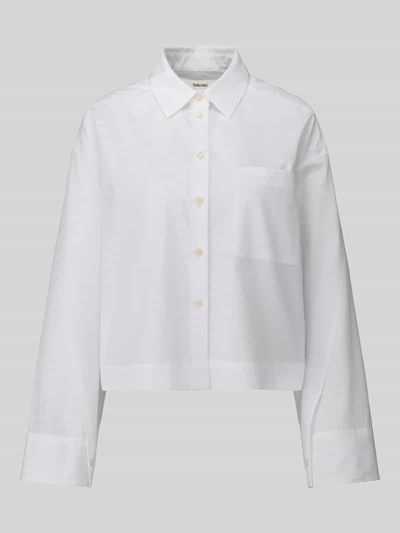 boxy fit blouse met lange mouwen van puur katoen model 'DANNIE'