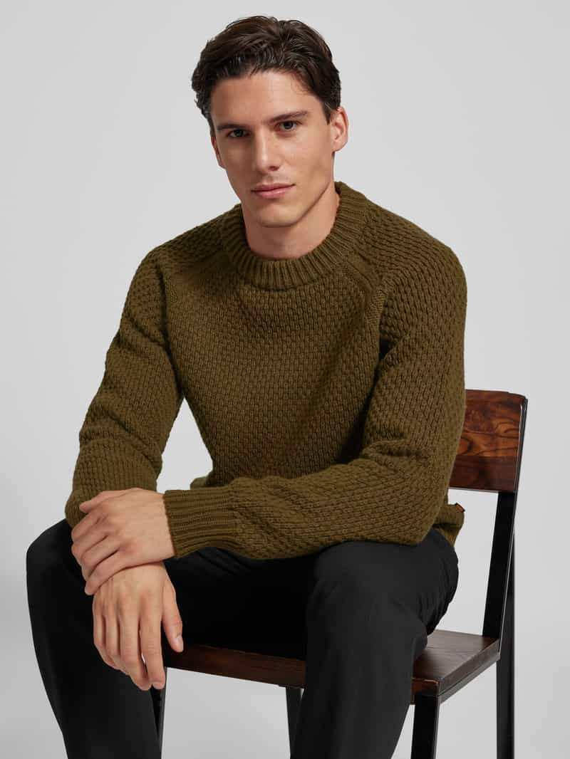 Boss Orange Gebreide pullover met ribboorden model 'Armstrong'