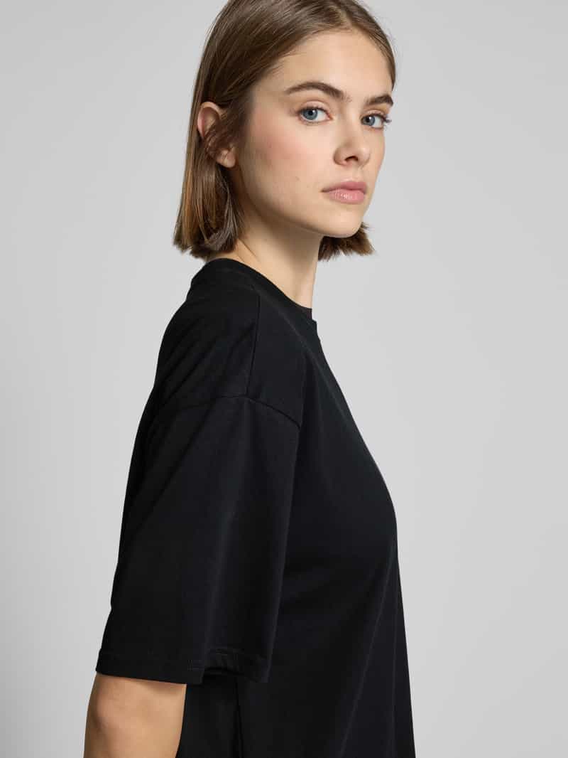 Review Oversized T-shirt met geribde ronde hals