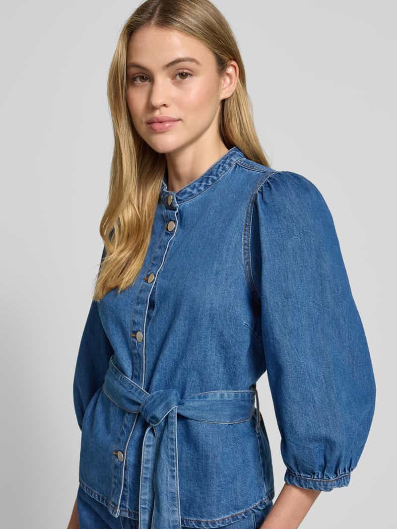 MSCH Copenhagen Jeansblouse met strikceintuur model 'Rylan Elena'