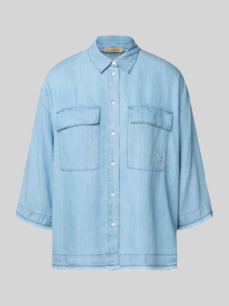 Smith and Soul Relaxed fit jeansblouse met franjes