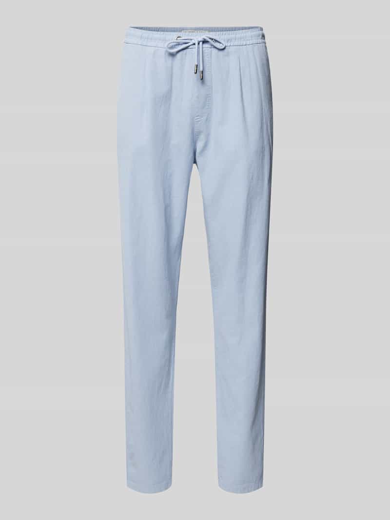 Korte chino van linnen met elastische tailleband